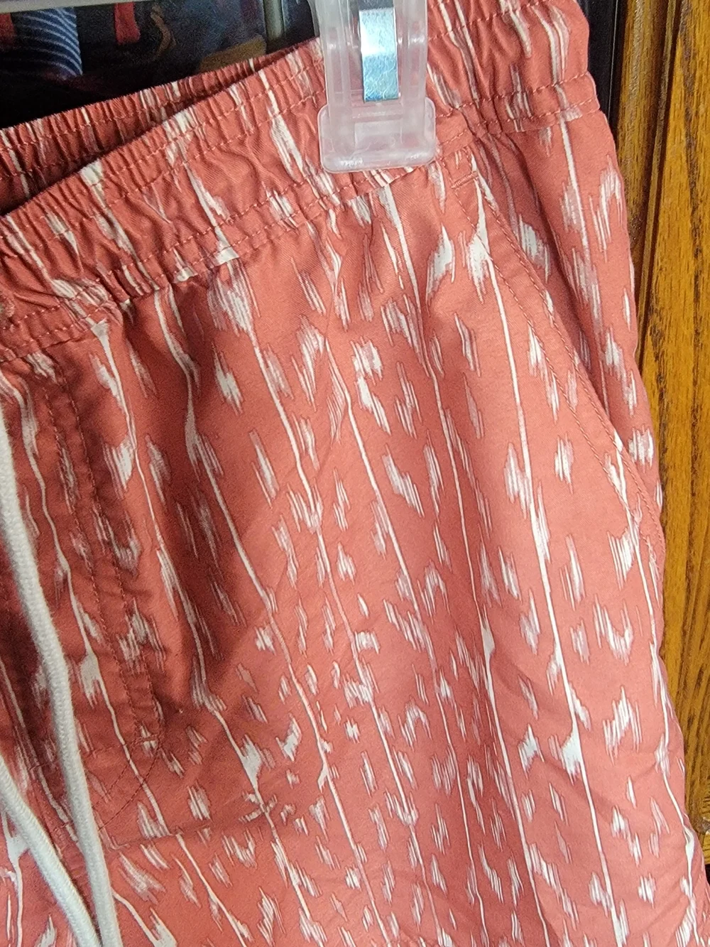 American Eagle Outfitters Coral Patterned Drawstring Swim Trunks Size Small